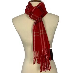 Steve Madden Red and Black Plaid Muffler Scarf One Size Made in Italy